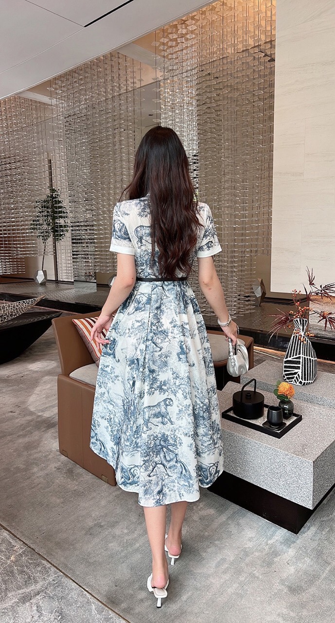 ĐẦM LỤA DIOR KÈM NỊT CAO CẤP D132